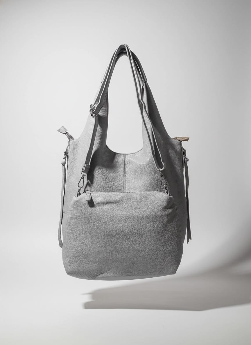 Bolso Tote color gris con Bandolera / Suave y flexible