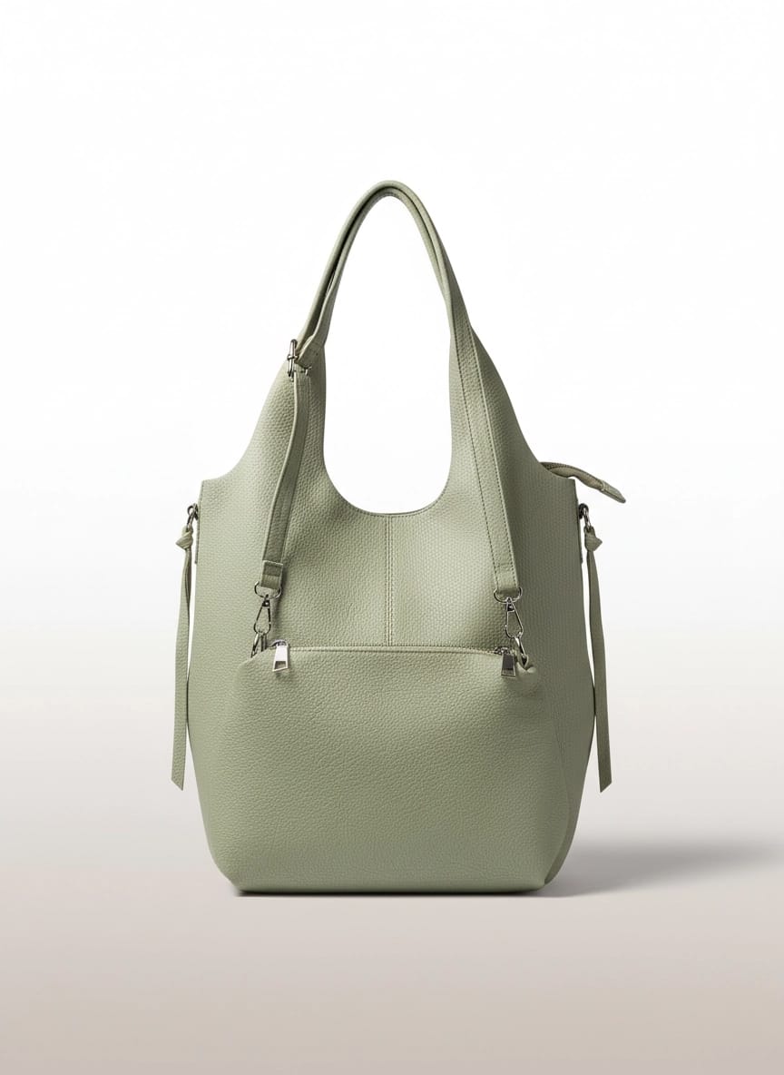 Bolso Tote verde manzana con Bandolera /Suave Y Flexible