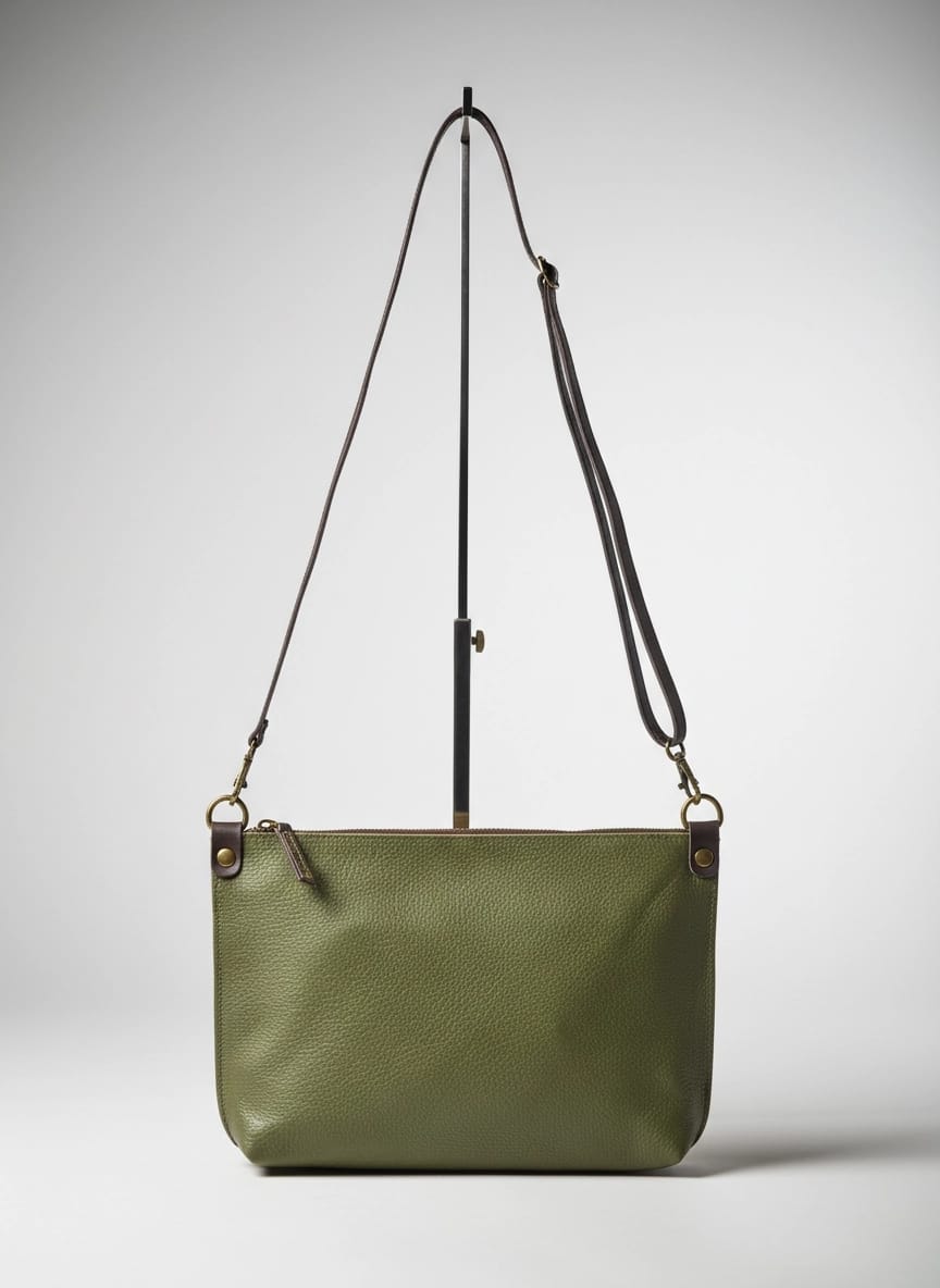 Bolso Bandolera de piel lisa color verde