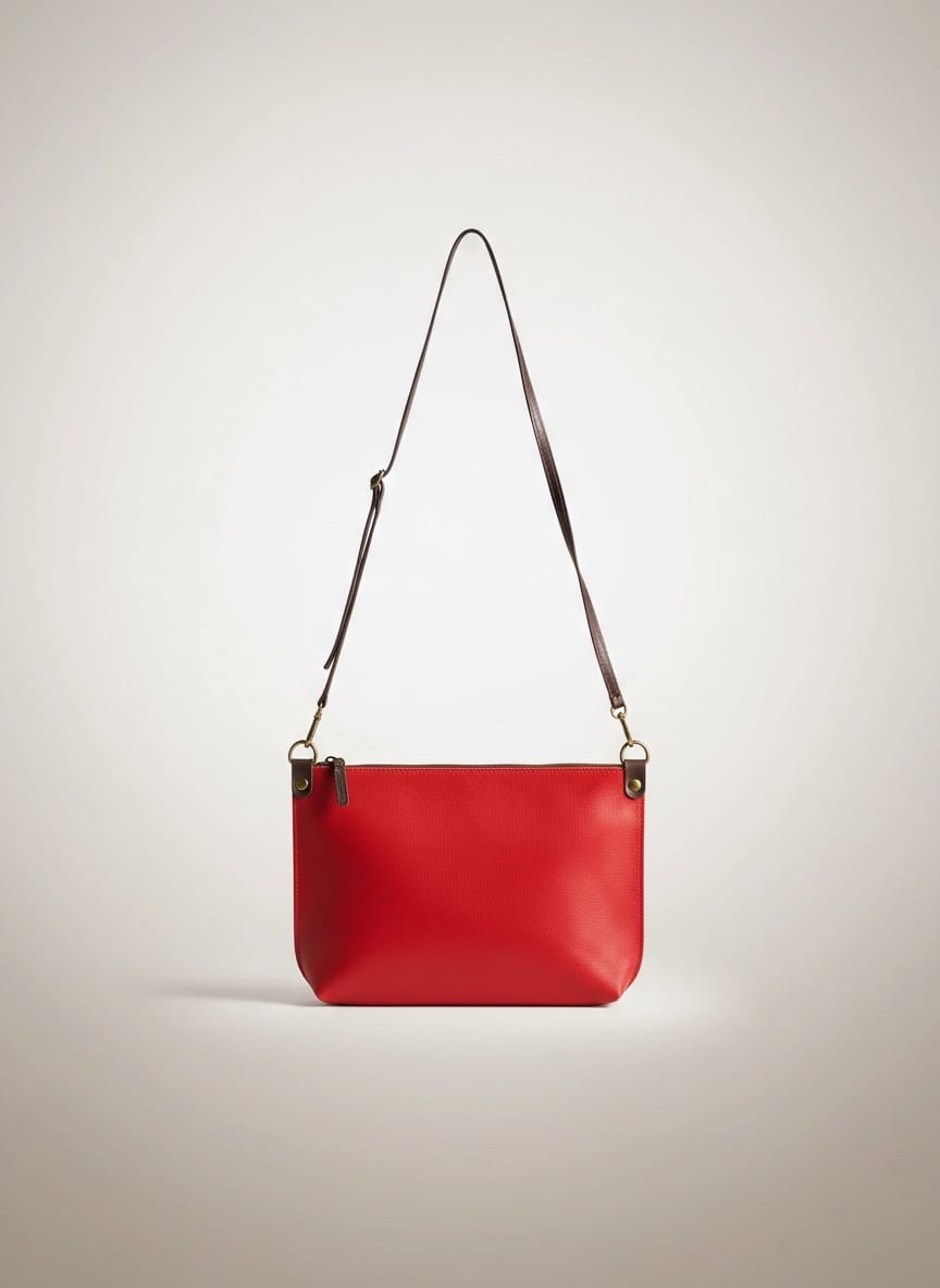 Bolso Bandolera de Piel color Rojo