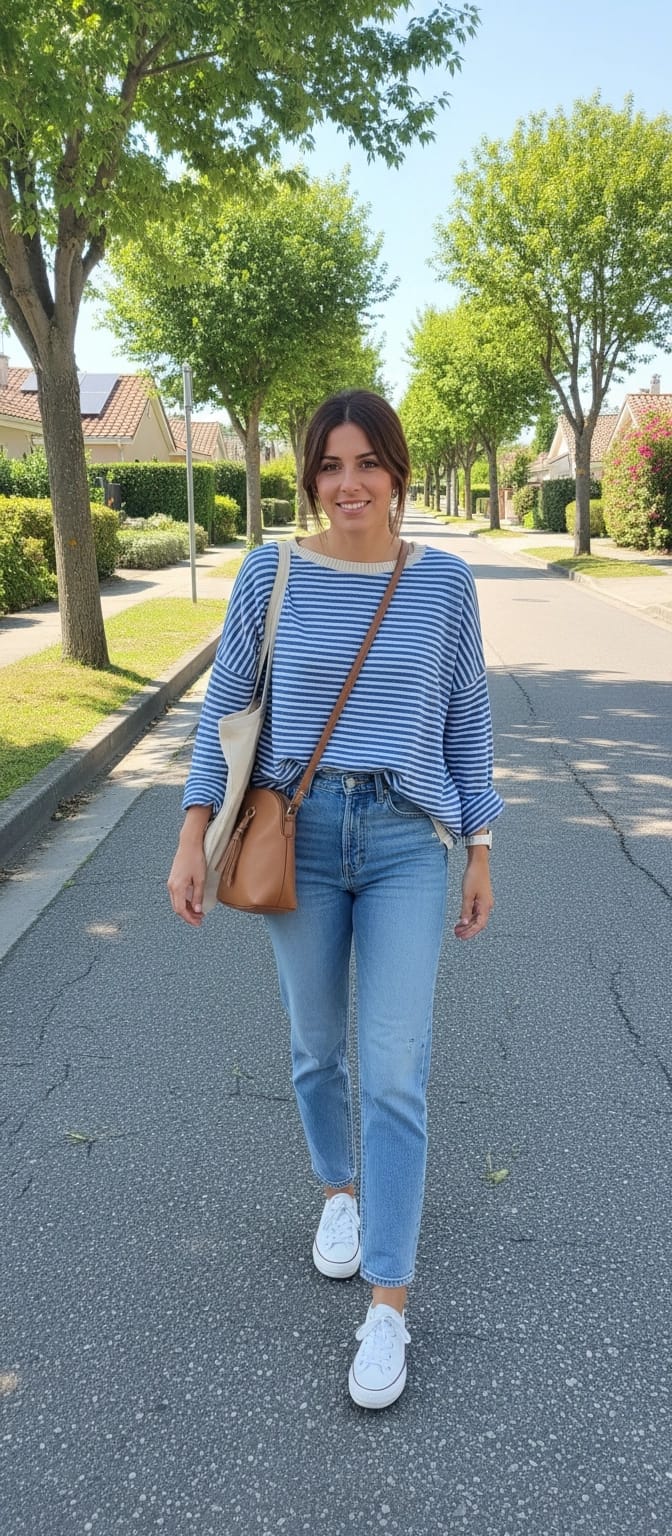 Jersey Fino de Rayas Azul y Blanco